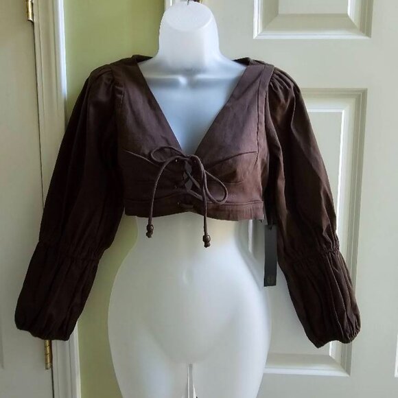 NWT House of Harlow 1960 x Revolve Dark Brown Rogue Top Size Small - Picture 2 of 14